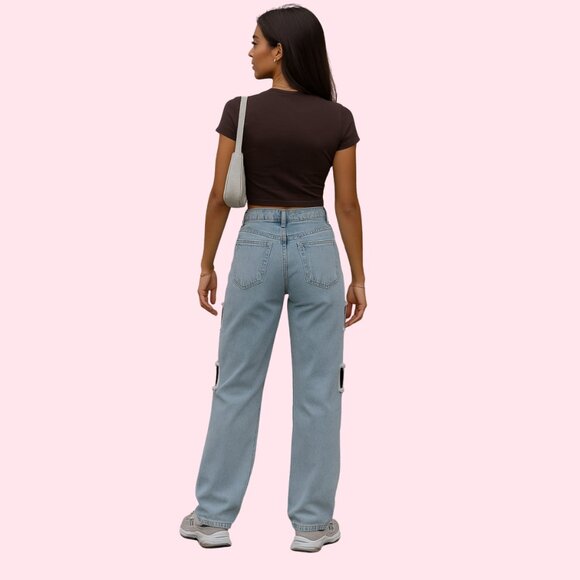 🔥 Soulofmu Light Wash Distressed Wide Leg Jeans – Size M 🔥 - Picture 2 of 10